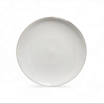 طبق عشا بورسلين بحواف ذهبية - 21 سم - أبيض