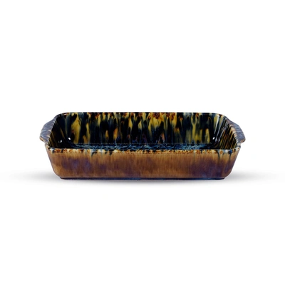 صينية فرن مستطيلة صغيرة مصنوعة يدويًا - 27 سم - بني