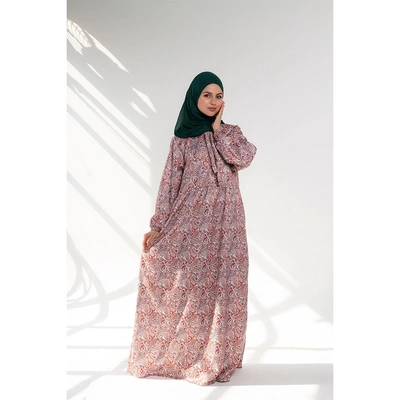 فستان حريمي طويل بكم منفوش