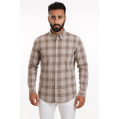 قميص رجالي قطن كاجوال كم طويل