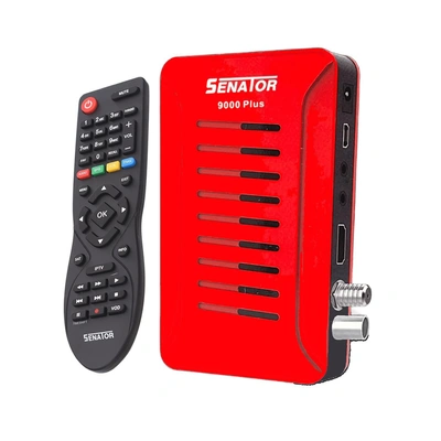 جهاز استقبال سيناتور - 9000 Plus - HD - واي فاي وبلوتوث - أحمر