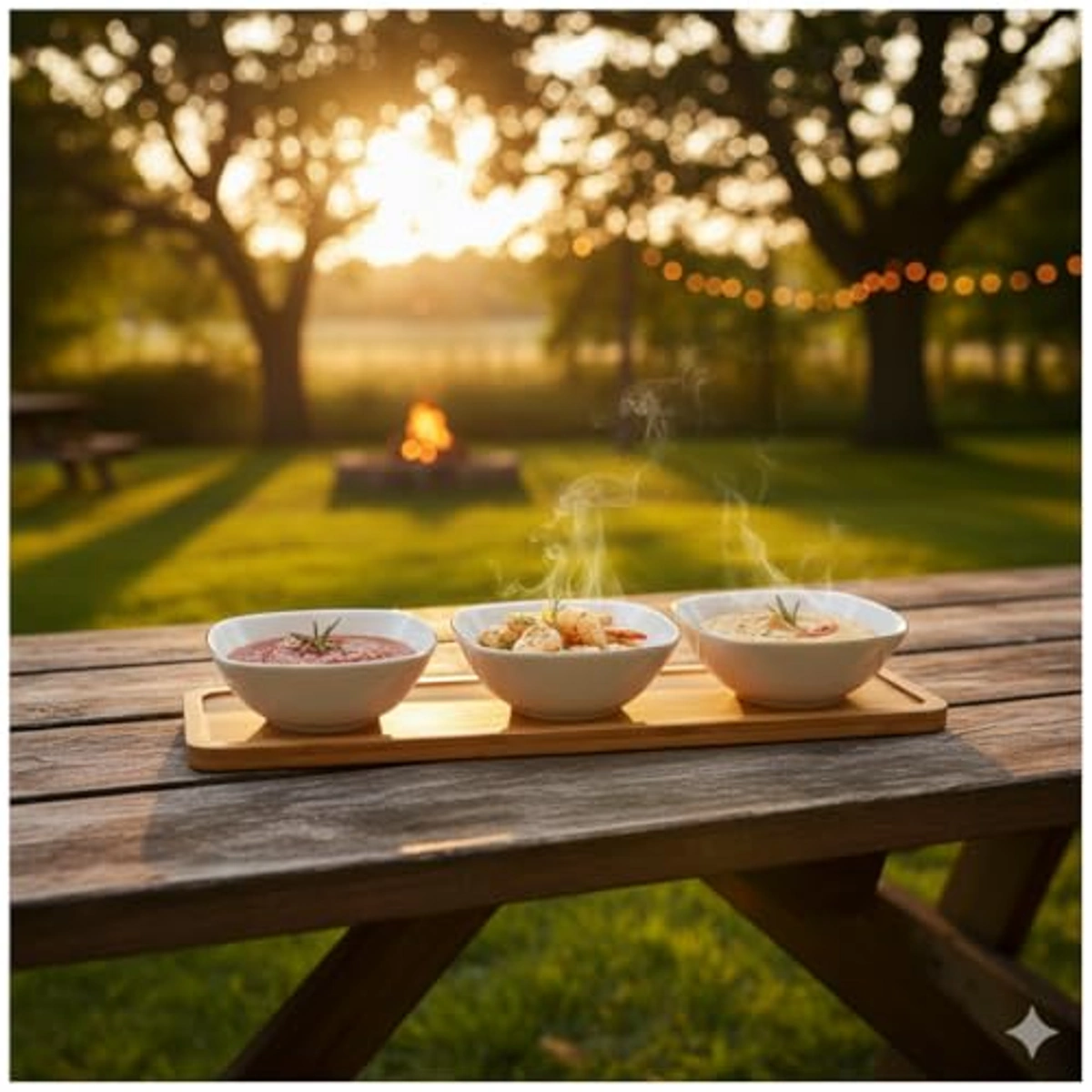 طقم بولات تقديم بورسلين بقاعدة خشب - 4 قطع - 8048000070