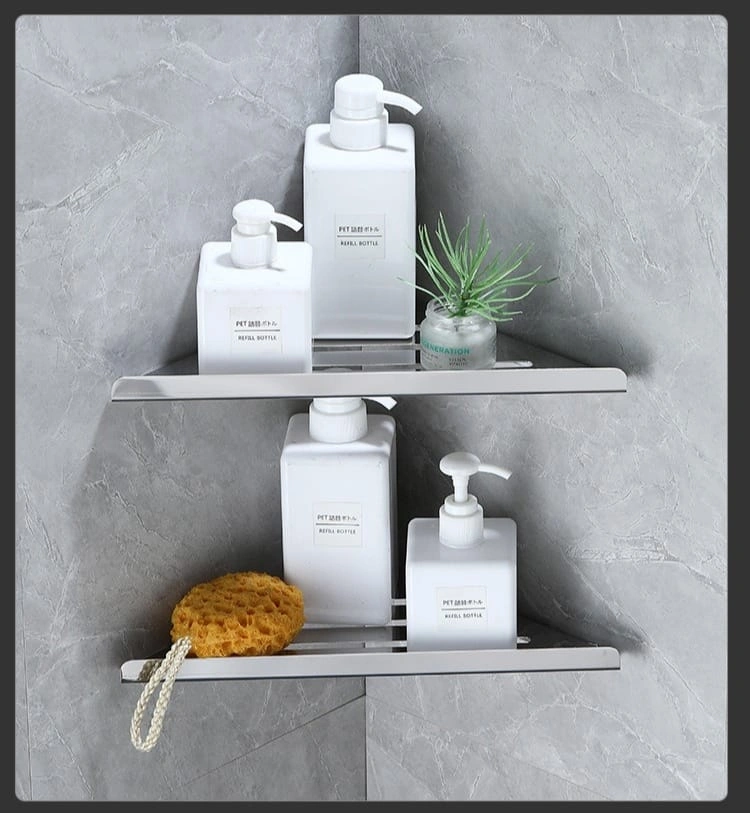 منظم لركن الدش 2 رف ستانلس ستيل - فضي