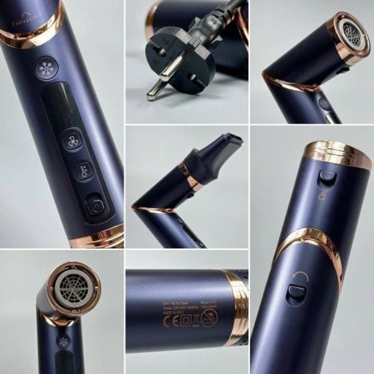 فرشاة فرد الشعر في جي ار 7 في 1 بروفيشنال ديجيتال - أسود - V-477