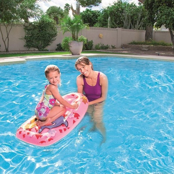 عوامة قابلة للنفخ بتصميم لوح تزلج - 99*51سم - بينك