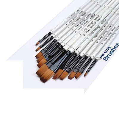 مجموعة فرش رسم نايلون زاوية - 12 فرش