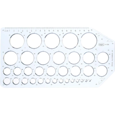 مسطرة استنسل دوائر إس آند إيه - شفاف