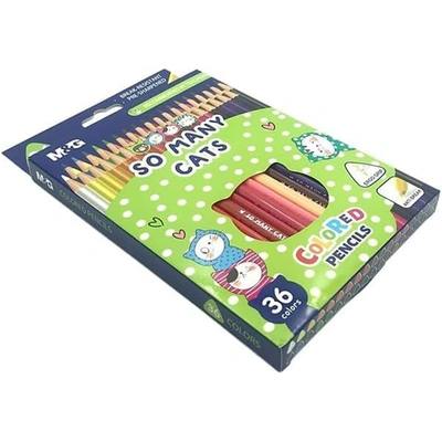 ألوان خشبية مثلثة 36 بطبعة قطط - ام اند جي - للتلوين