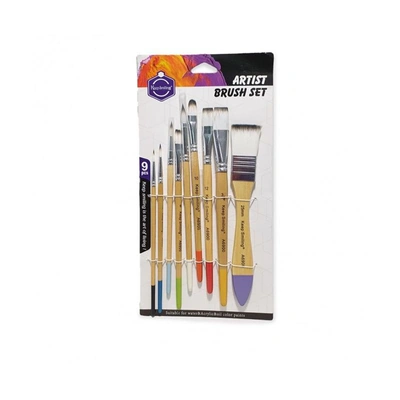 مجموعة فرش رسم 9 قطع - نايلون أبيض