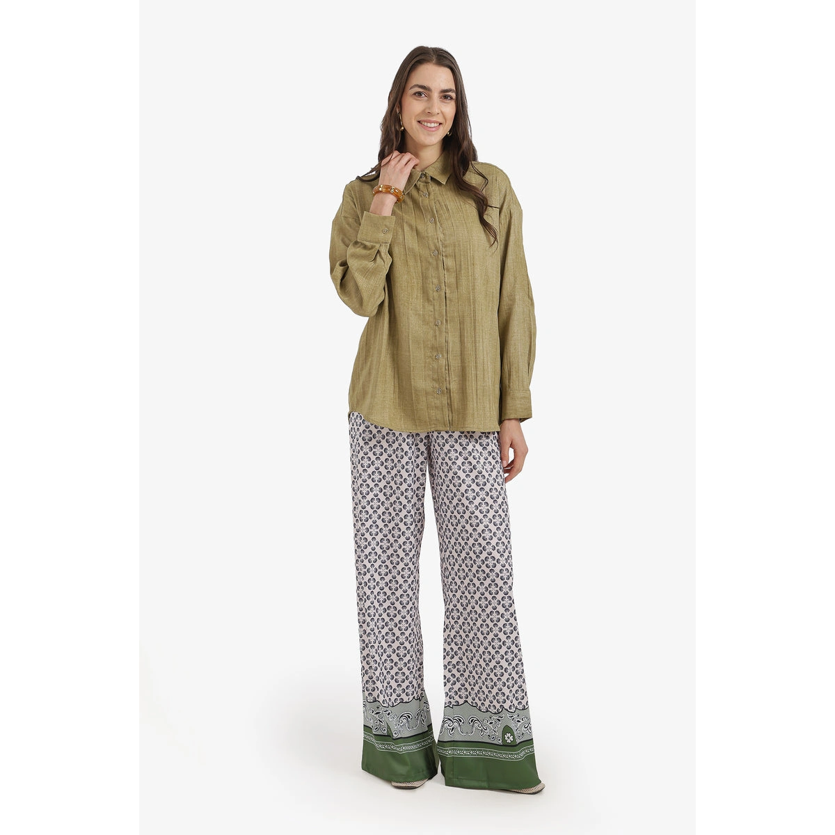 بنطلون مطبوع واسع حريمي ستان من كارينا 58788