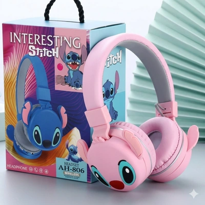 سماعة وايرلس بتصميم Stitch قابله للشحن - بينك