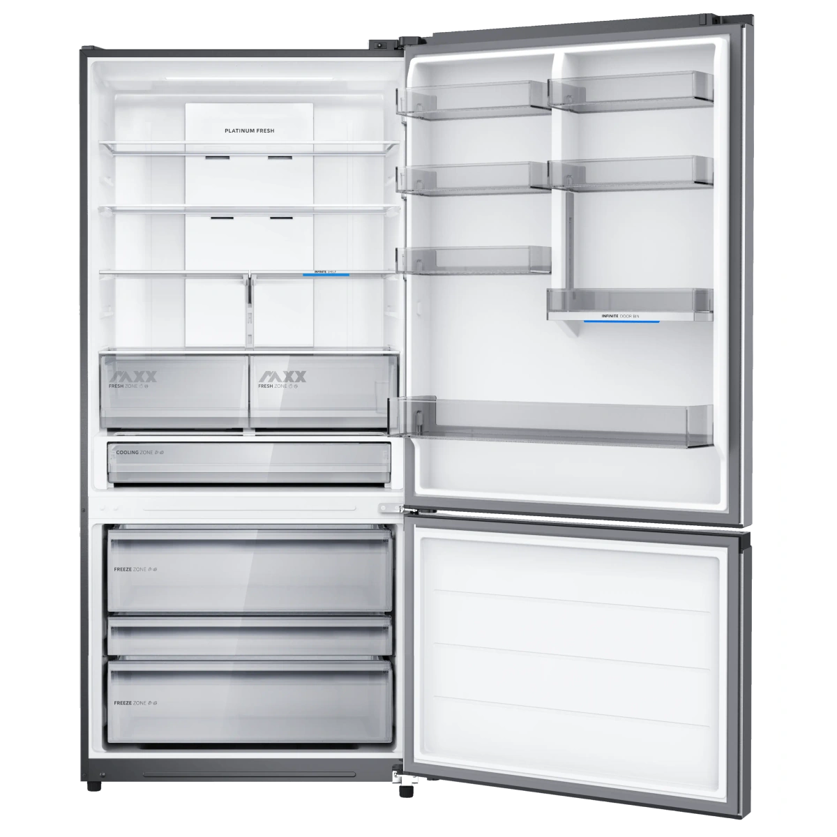 ثلاجة ميديا انفرتر نوفروست بفريزر سفلي - 680 لتر - MDRB905FIN46D