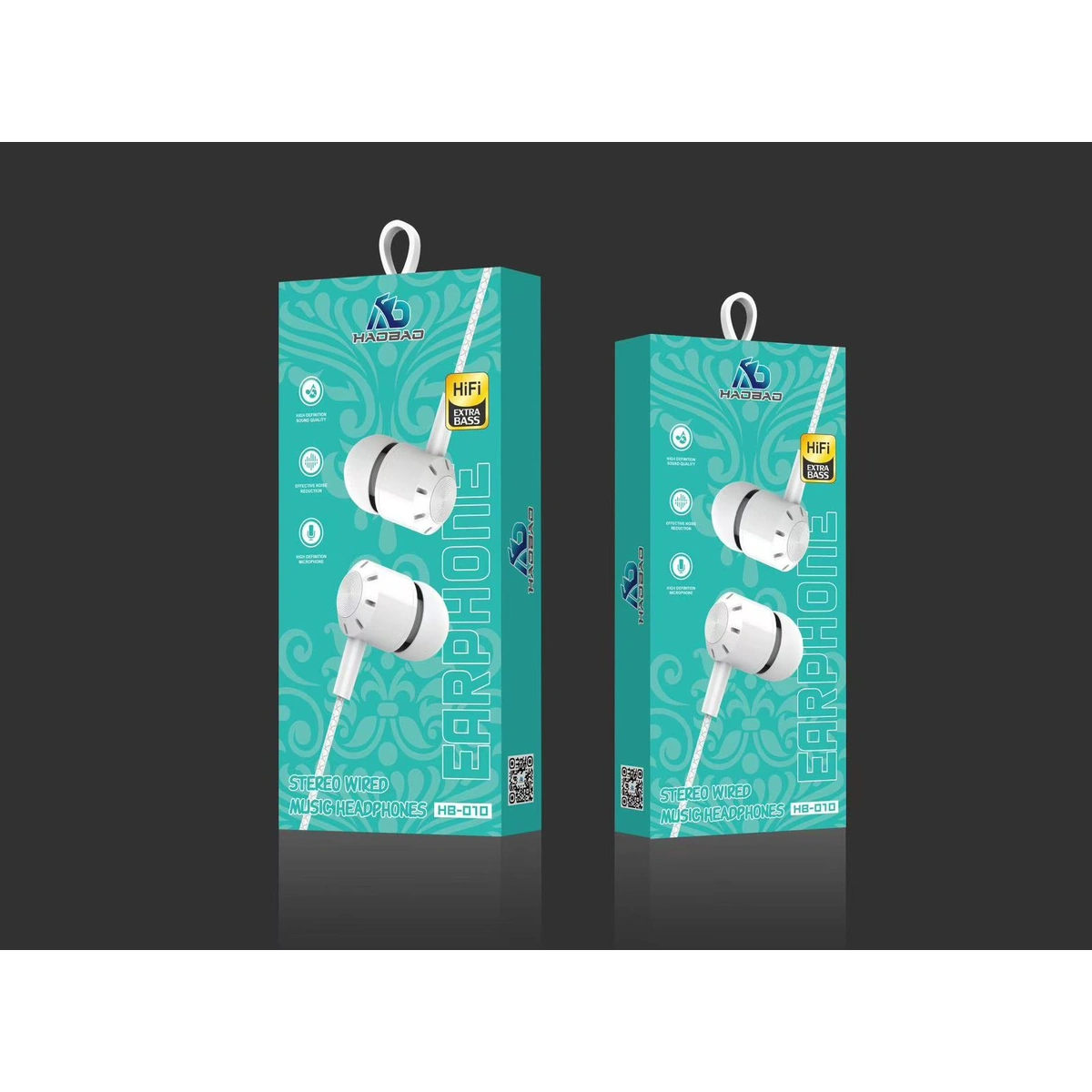 سماعة أذن سلكية Haobao HB-010 HiFi Extra Bass - أبيض