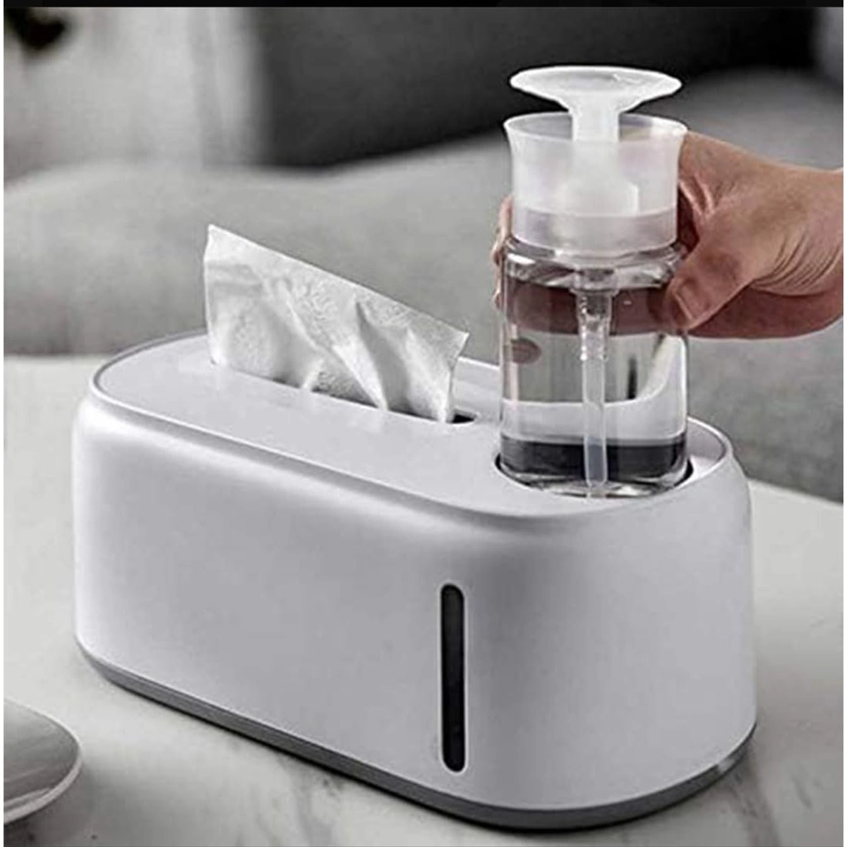 حامل مناديل مع موزع صابون-  210 مل - أبيض