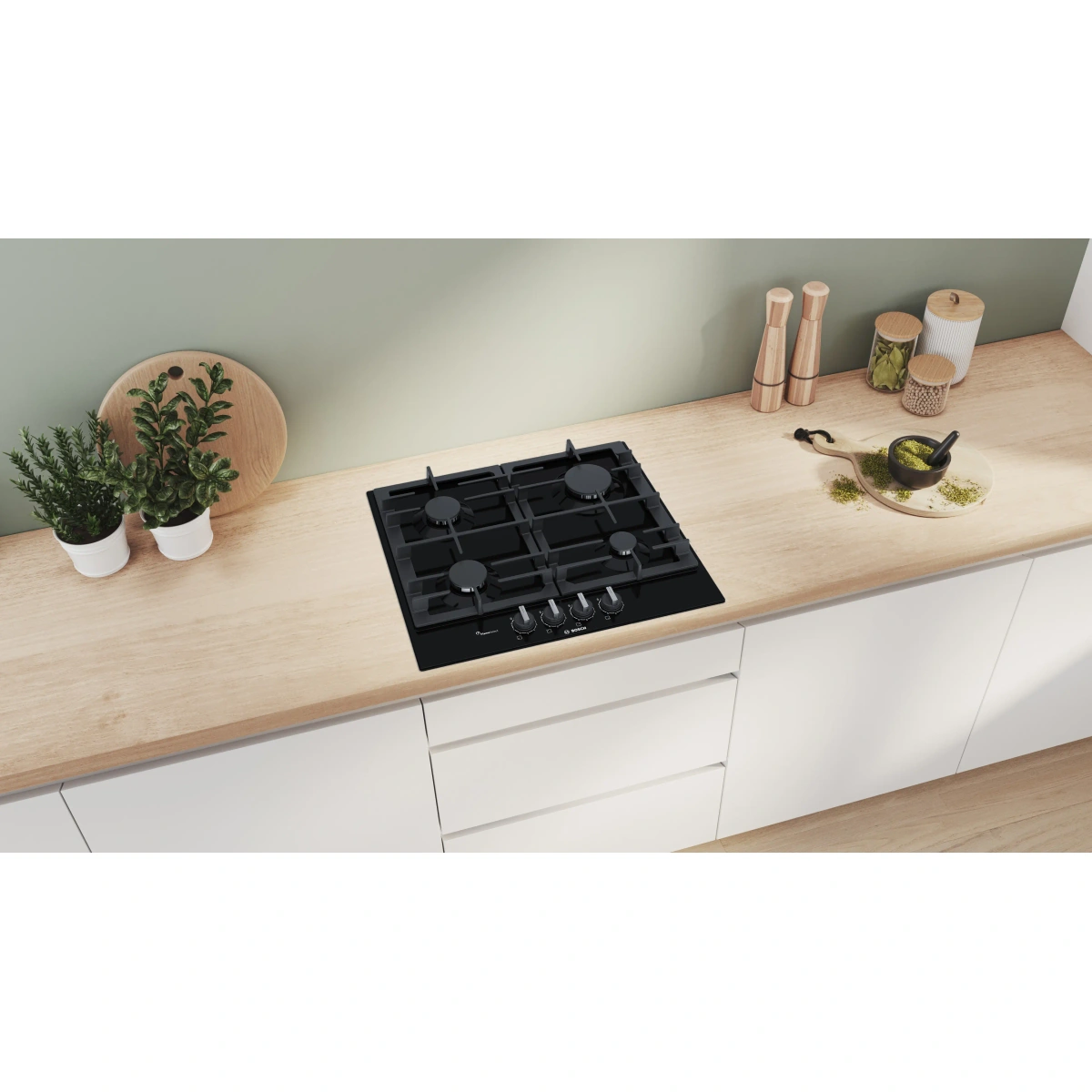 بوش بوتجاز غاز مدمج - 4 شعلات - 60 سم - أسود - PCP6A6B90