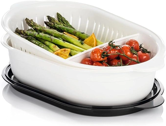 ‎Tupperware مصفاة خضار بلاستيك - أبيض/أسود