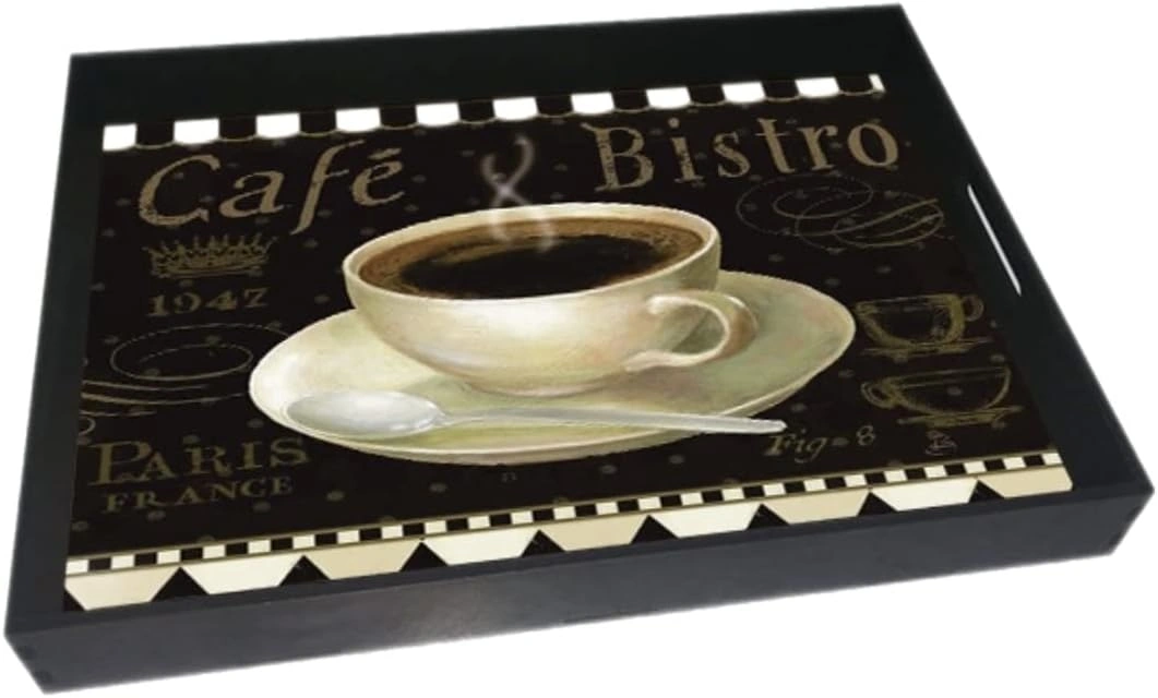 صينية خشب مستطيلة - فنجان قهوة - أسود - ‎WST - 048