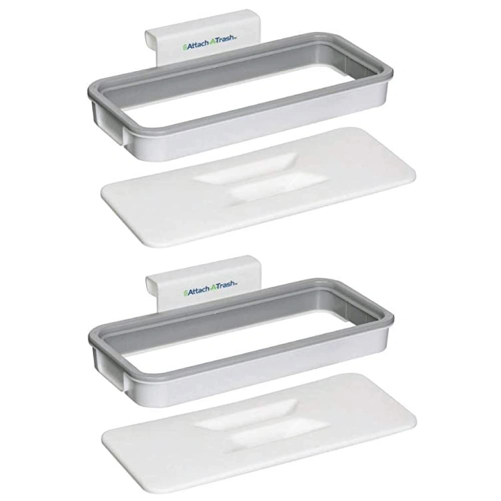 حامل أكياس قمامة - 2 قطعة - أبيض/رمادي