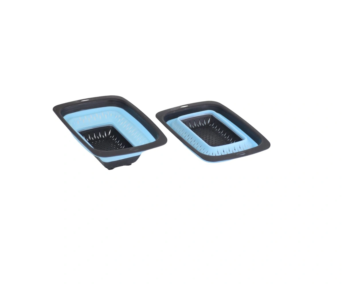 مصفاه سيليكون مستطيله - 2 قطعة - أسود/أزرق
