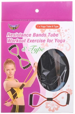 حزام مقاومة لاتكس لتمارين اليوجا - أسود/أزرق