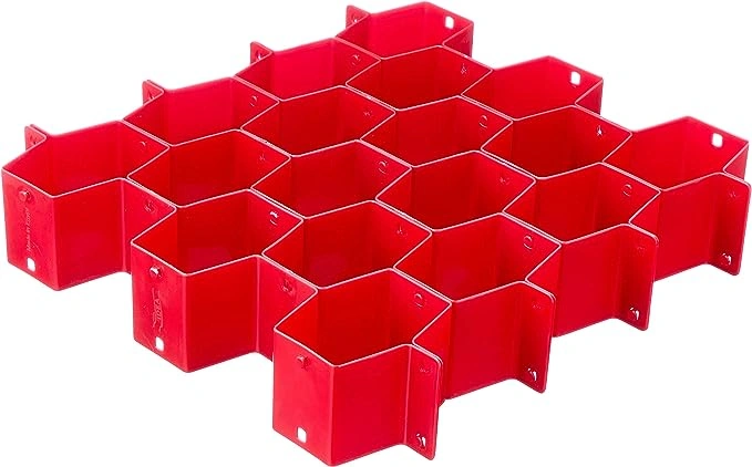 منظم درج شكل خلية نحل - 8 قطع - أحمر