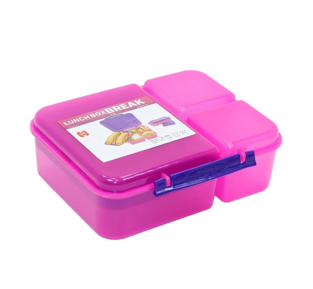 لانش بوكس مقسم - 2 لتر - بينك