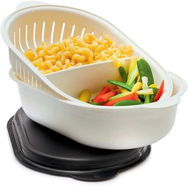 ‎Tupperware مصفاة خضار بلاستيك - أبيض/أسود