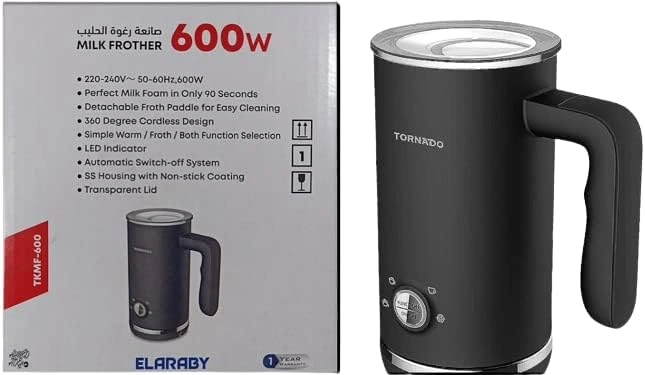 Tornado ماكينة صنع رغوة الحليب 600 وات - أسود - TKMF-600