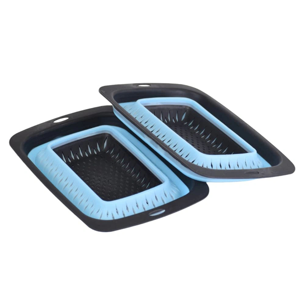 مصفاه سيليكون مستطيله - 2 قطعة - أسود/أزرق
