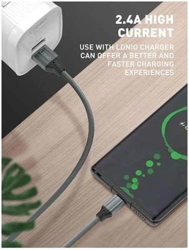 كابل شحن سريع ونقل بيانات Type c - رمادي