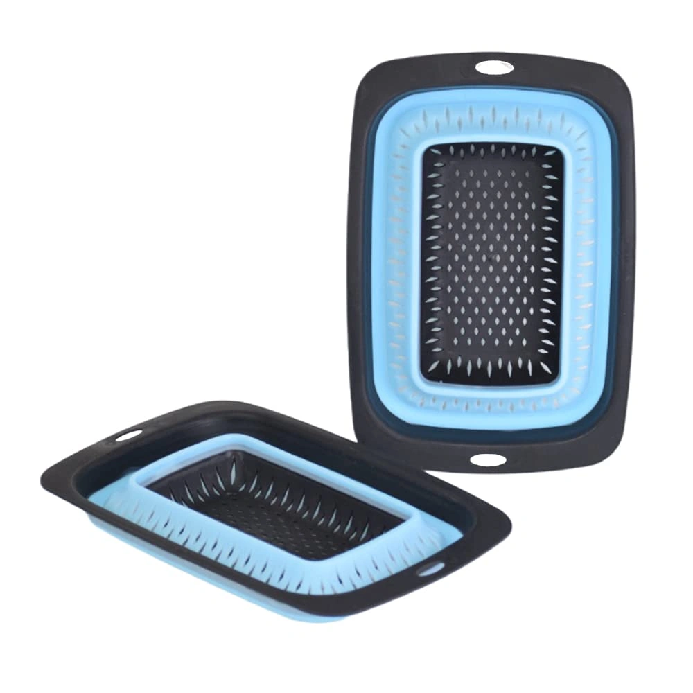مصفاه سيليكون مستطيله - 2 قطعة - أسود/أزرق