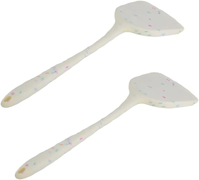 طقم معالق سيليكون لقلب الطعام - 2 قطعة - أبيض