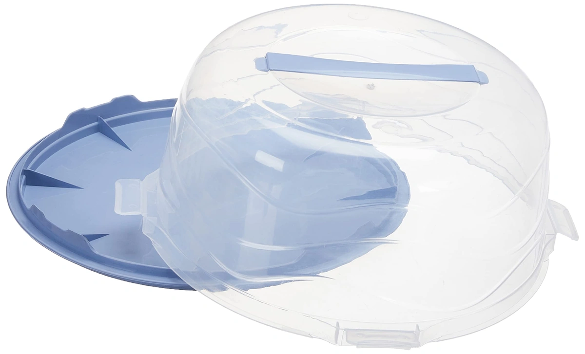 حافظة تورتة دائرية - لبني/شفاف