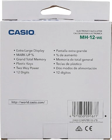 Casio الة حاسبة صغيرة - أسود - ‎MH-12-BK-W-DP