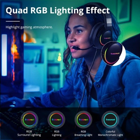 Tronsmart سماعات رأس سلكيه للألعاب - أسود