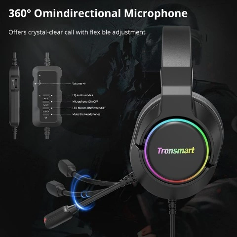 Tronsmart سماعات رأس سلكيه للألعاب - أسود