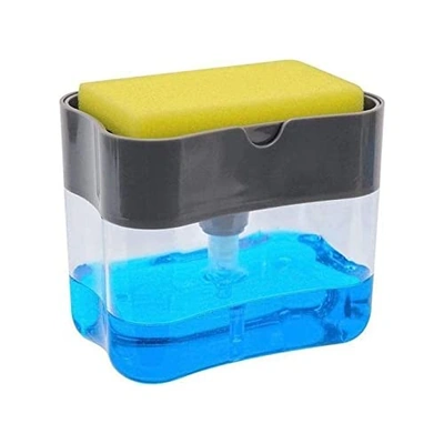 موزع صابون ومنظف 2 في 1 مزودة برف لاسفنجة - رمادي - 24W3R6