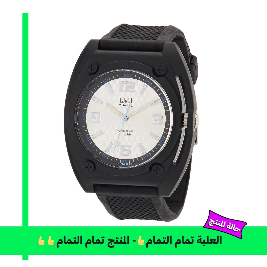 Q&Q ساعة كاجوال رجالي - أسود/فضي VQ70J005Y