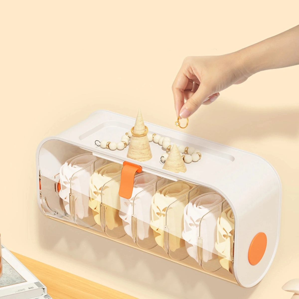 منظم للملابس الداخليه أكريليك - أبيض/شفاف