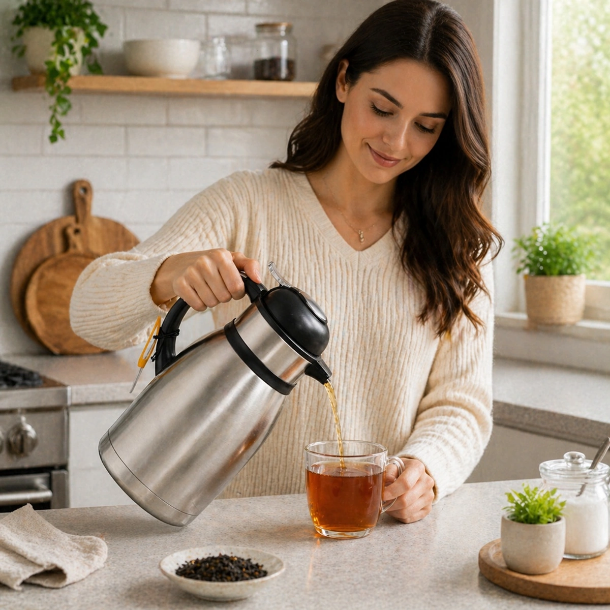 Stainless Steel Thermal Flask 2.0L Silver | Hot & Cold Coffee Tea