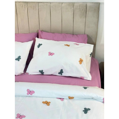 طقم ملاية بأستك سرير مع غطاء وسادة صغيرة من يارلن - 200*240 سم - شكل فراشات