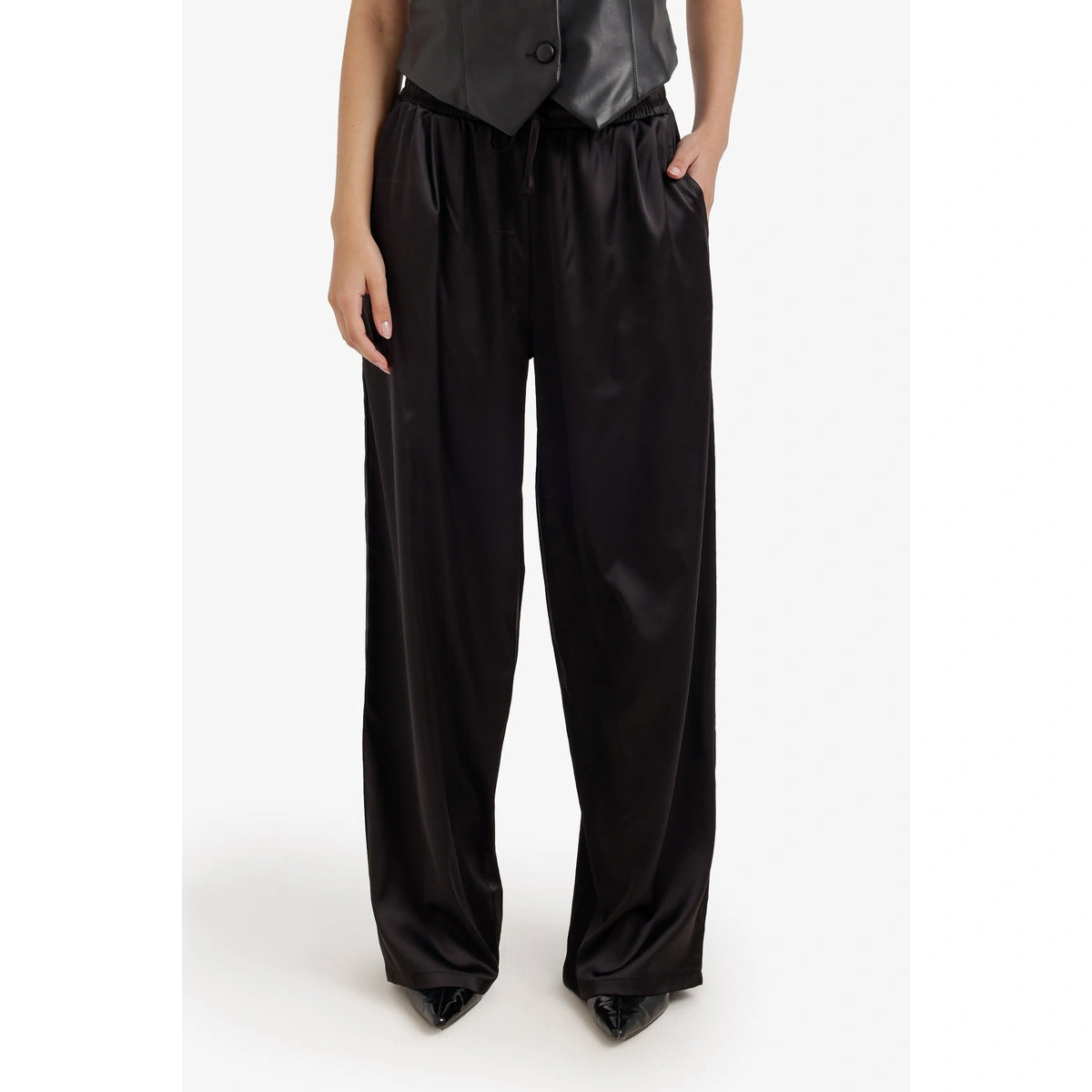 بنطلون ساتان واسع الساق من كارينا 58471