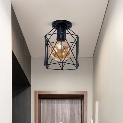 نجفة صغيرة للسقف بدون سلك - أسود