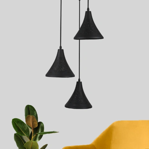 نجفه ثلاثية من المعدن - أسود