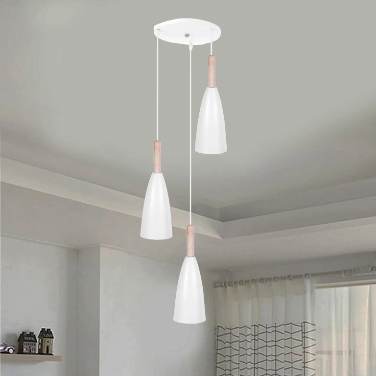 نجفة ثلاثية عصرية - أبيض