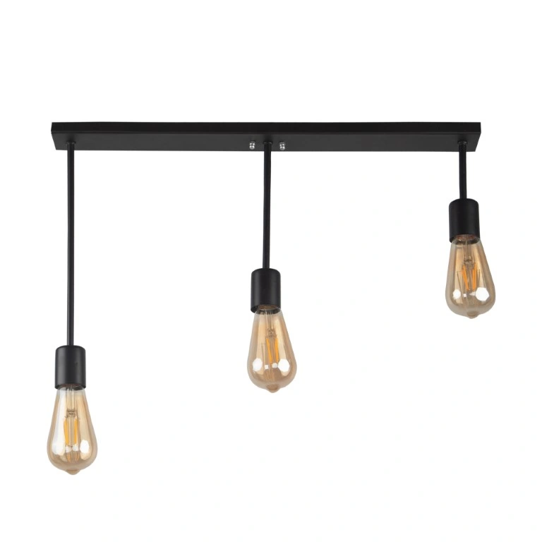 مصباح سقف مسطرة ثلاثي - اسود