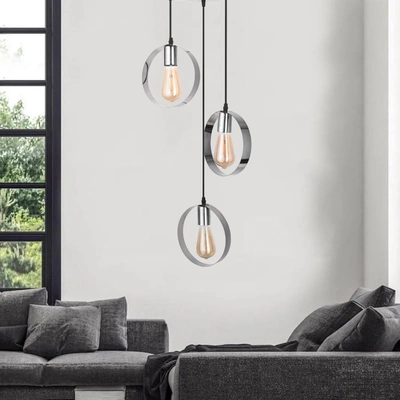 نجفة ثلاثية أشكال دائرية - كروم