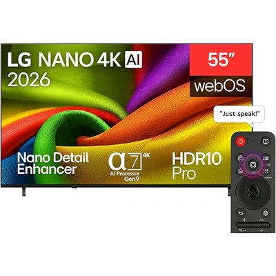 تلفزيون ال جي سمارت 55 بوصة 4K UHD AI NU84 - أسود - 55NU840B6LA.AFU - ضمان سنتين
