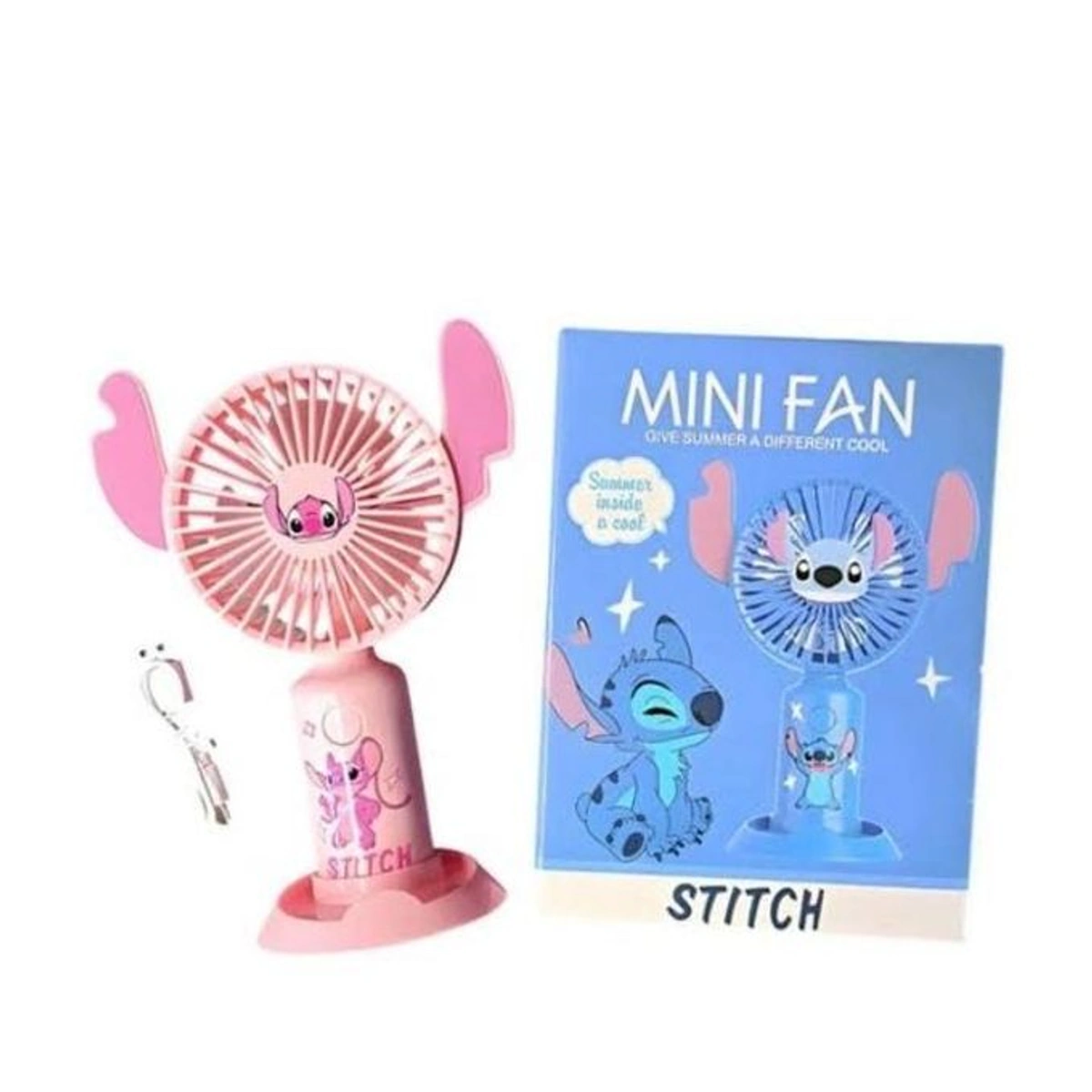 Portable USB Rechargeable Mini Fan with Cute Cartoon Design
