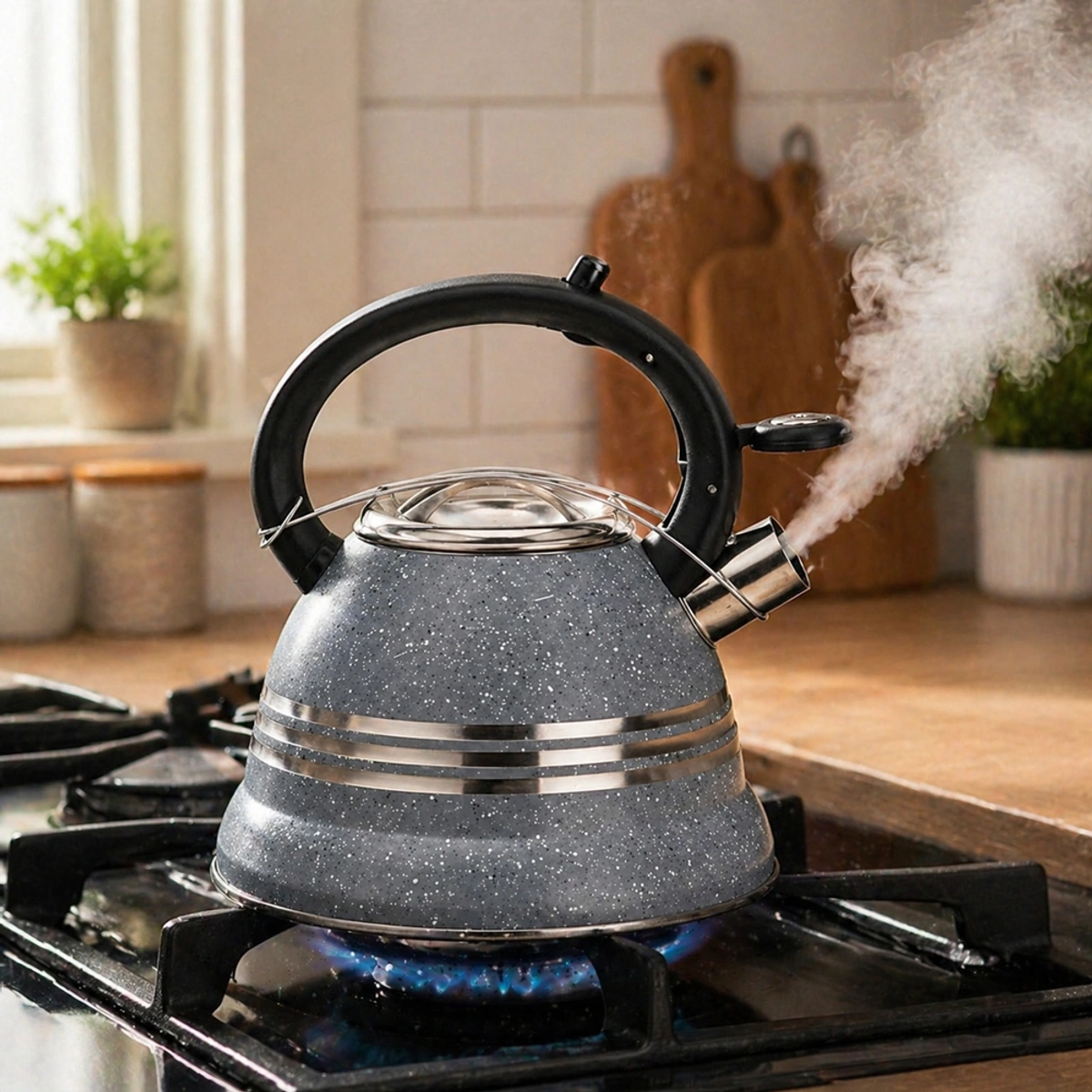 Stainless Steel Whistling Tea Kettle 3.5L Elegant Granite Design
